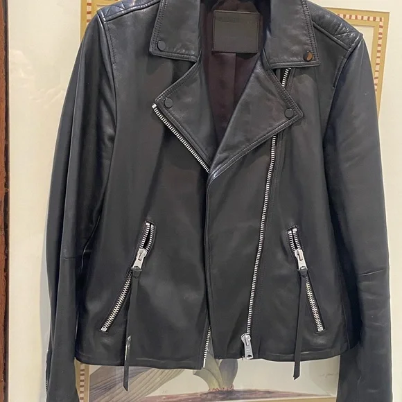 All Saints Dalby Leather Biker Jacket - Picture 5 of 14